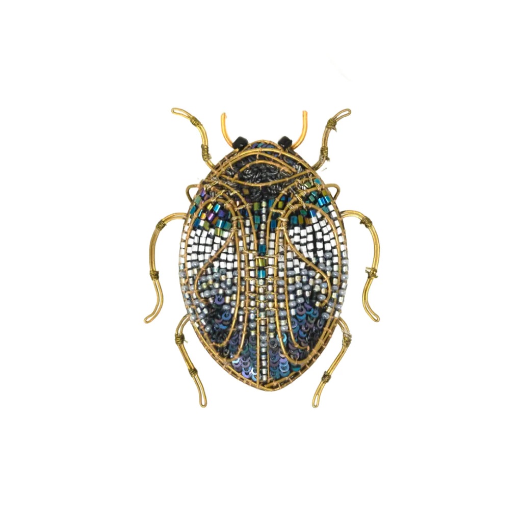 Scarab Beetle Brooch Pin Jeweled